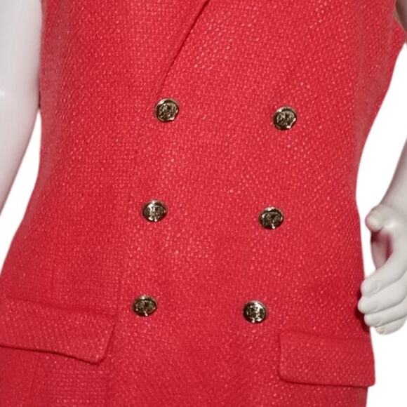 Jason Wu Coral Tweed Sleeveless Blazer Dress | Double Breasted | Size L - Picture 2 of 7